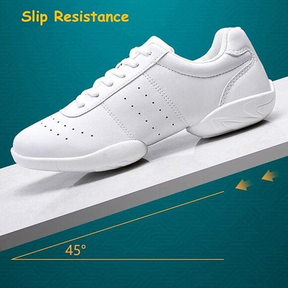 Women Cheerleading Shoes Sneakers Faux Leather Rubber Sole Athletic Trainers - Picture 4 of 6